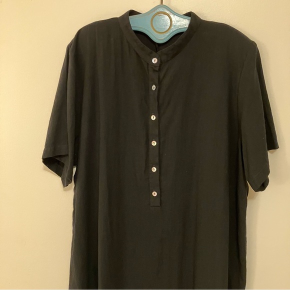 VTG Silhouettes Black Shirt Dress Plus Size 26W Linen Blend Pockets Short Sleeve - Picture 4 of 6